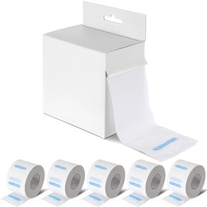 Marspark 5 Rolls Barber Paper Neck Strips with Hanging Dispenser - Professional Stretchy Paper Neck Tape for Hair Salons & Barbershops
