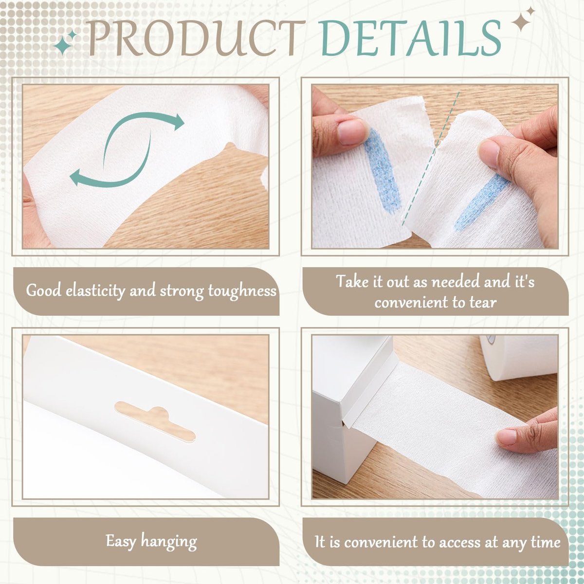 Marspark 5 Rolls Barber Paper Neck Strips with Hanging Dispenser - Professional Stretchy Paper Neck Tape for Hair Salons & Barbershops - görsel 10