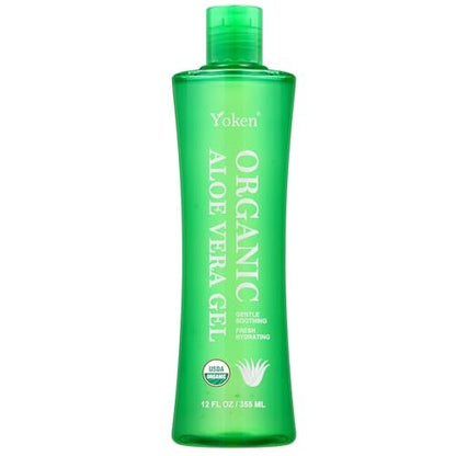 Yoken USDA Certified Organic Aloe Vera Gel 12oz – 99% Pure Aloe Vera Juice, Gel-to-Water Texture, Alcohol Free, No Added Fragrance, Cooling & Refreshing Summer Skincare for Face, Body & Hair Avelisse