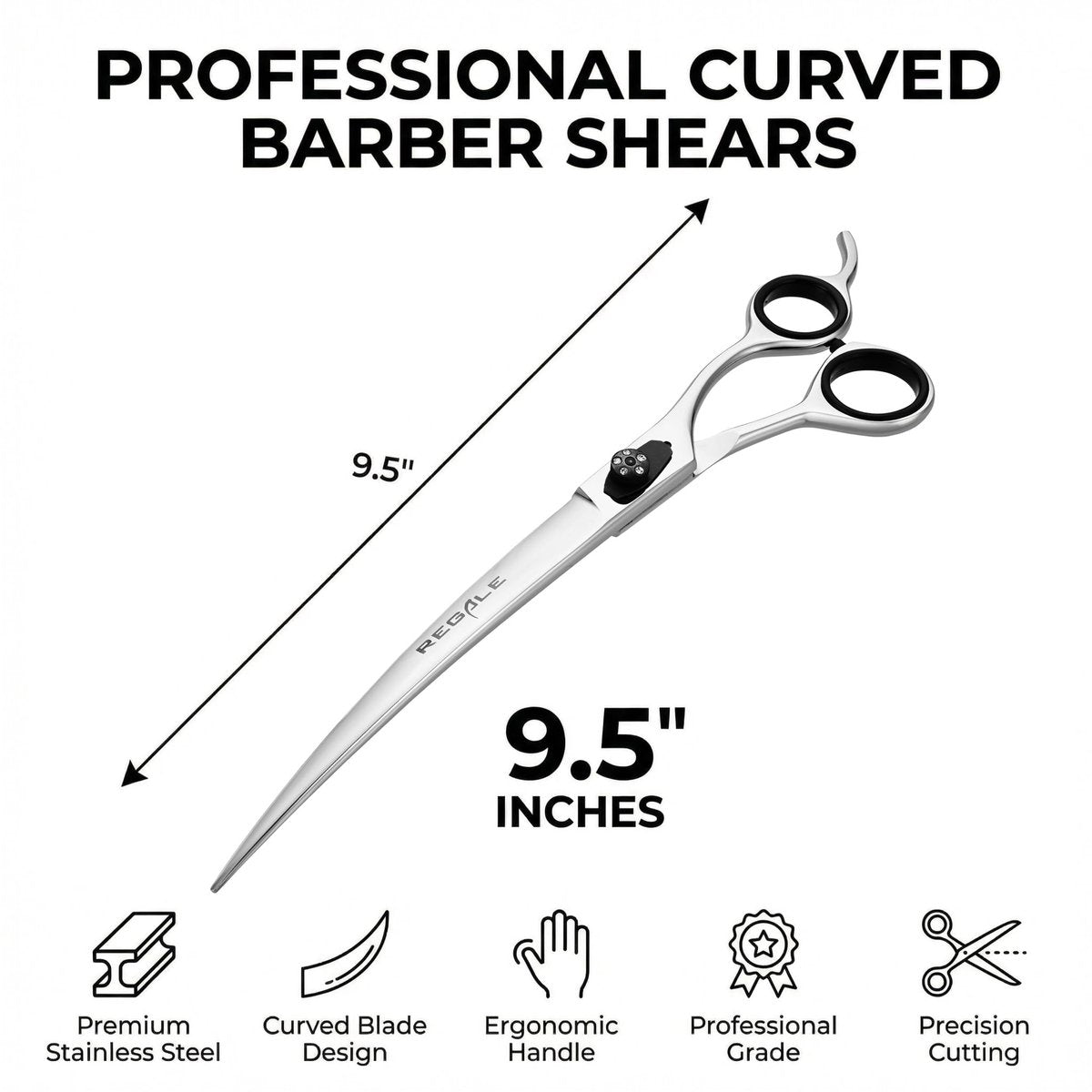 Regale Barber Supply 9.5-Inch Afro and Beard Deluxe Barber Curved Shear – Hand-Crafted Japanese Steel - görsel 9