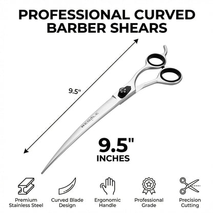 Regale Barber Supply 9.5-Inch Afro and Beard Deluxe Barber Curved Shear – Hand-Crafted Japanese Steel