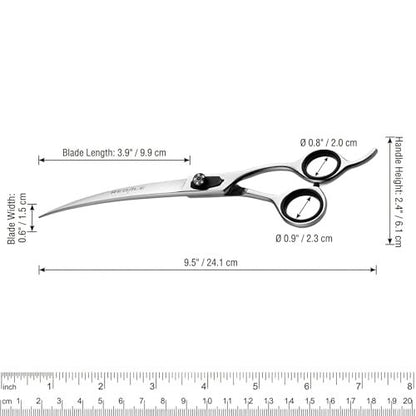 Regale Barber Supply 9.5-Inch Afro and Beard Deluxe Barber Curved Shear – Hand-Crafted Japanese Steel