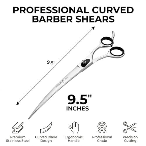 Regale Barber Supply 9.5-Inch Afro and Beard Deluxe Barber Curved Shear – Hand-Crafted Japanese Steel - görsel 10