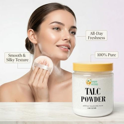 Herbs Botanica Talcum Powder 8 oz - Unscented Fine Talc for Body Freshness, DIY Cosmetics, Personal Care & Craft Use