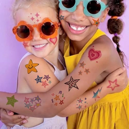 CHARLENT Glitter Stars Temporary Tattoos for Kids - 74 Individually Sheets, Waterproof & Easy Peel, Perfect for Birthday Party Favors & School Rewards
