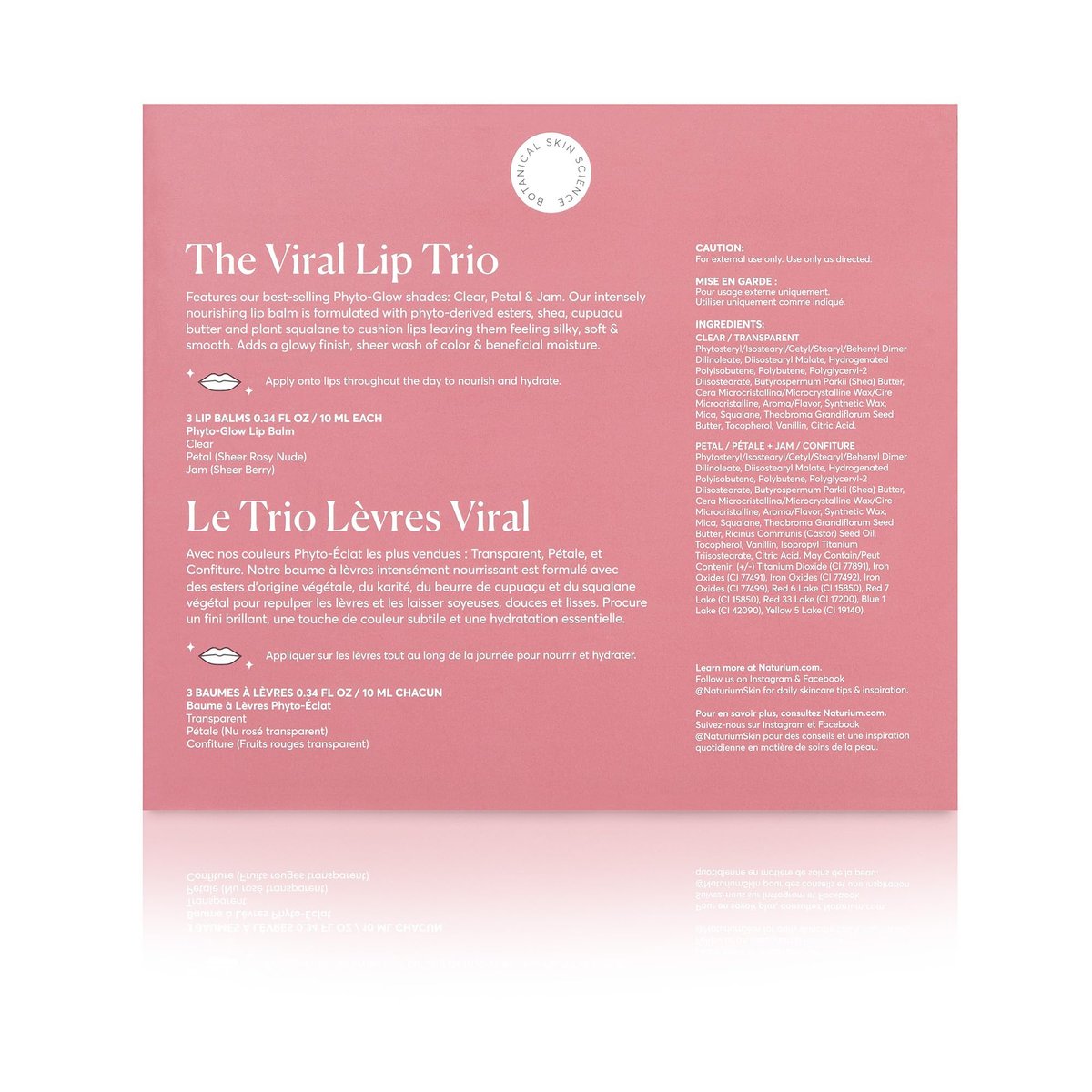Naturium The Viral Lip Trio - Phyto-Glow Lip Balm with Shea Butter & Squalane, Sheer Tinted Colour, Clear, Petal, Jam, 3 x 10 ml Avelisse