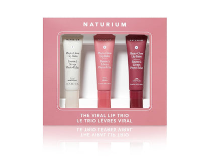 Naturium The Viral Lip Trio - Phyto-Glow Lip Balm with Shea Butter & Squalane, Sheer Tinted Colour, Clear, Petal, Jam, 3 x 10 ml Avelisse