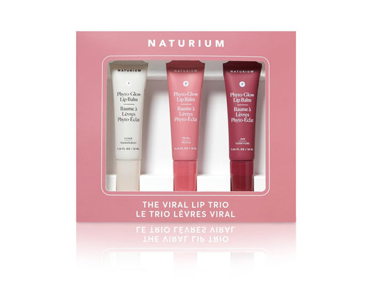 Naturium The Viral Lip Trio - Phyto-Glow Lip Balm with Shea Butter & Squalane, Sheer Tinted Colour, Clear, Petal, Jam, 3 x 10 ml Avelisse