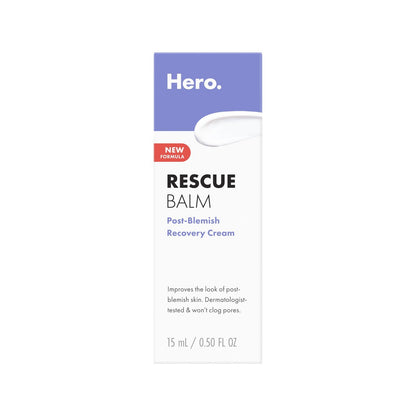 Hero Cosmetics Rescue Balm - Post-Blemish Cream for Hydration & Post-Blemish Marks, Derm-Tested, Non-Comedogenic, 0.5 oz