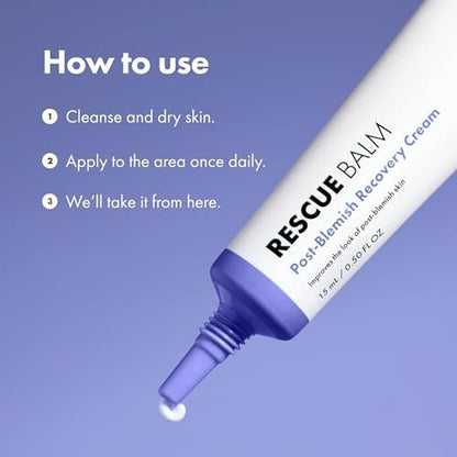 Hero Cosmetics Rescue Balm - Post-Blemish Cream for Hydration & Post-Blemish Marks, Derm-Tested, Non-Comedogenic, 0.5 oz