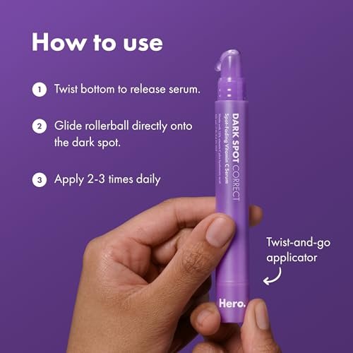 Hero Cosmetics Dark Spot Correct Spot-Fading 15% Vitamin C Serum with Hyaluronic Acid – Improves Post-Blemish Marks in 7 Days – Twist Applicator & Rollerball Tip – 10mL - görsel 10