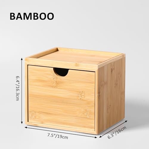 ZOBONETI Bamboo Disposable Face Towel Holder – Wooden Clean Towels XL Container with Drawer for Bathroom Countertop Avelisse