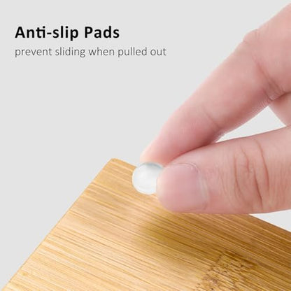 ZOBONETI Bamboo Disposable Face Towel Holder – Wooden Clean Towels XL Container with Drawer for Bathroom Countertop Avelisse