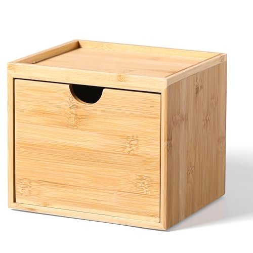 ZOBONETI Bamboo Disposable Face Towel Holder – Wooden Clean Towels XL Container with Drawer for Bathroom Countertop Avelisse