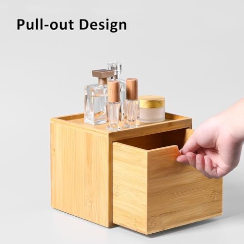 ZOBONETI Bamboo Disposable Face Towel Holder – Wooden Clean Towels XL Container with Drawer for Bathroom Countertop Avelisse