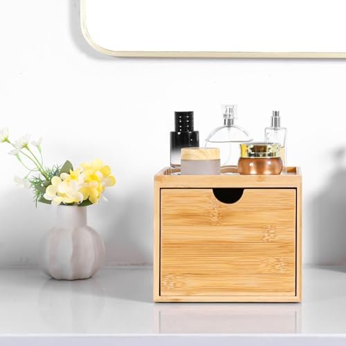 ZOBONETI Bamboo Disposable Face Towel Holder – Wooden Clean Towels XL Container with Drawer for Bathroom Countertop Avelisse