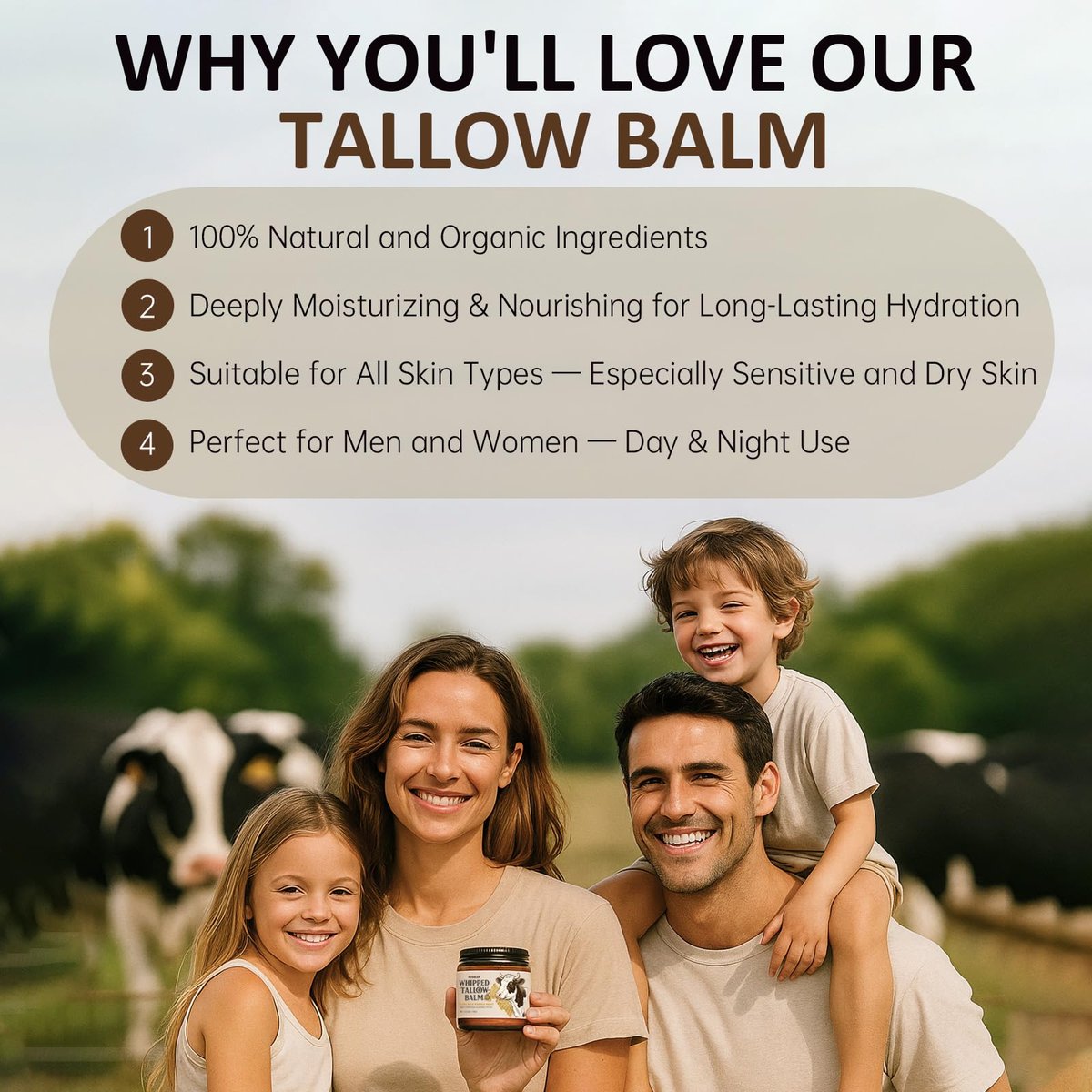 Roseblem Whipped Tallow Balm for Face – 100% Grass-Fed Organic Beef Tallow Cream with Manuka Honey & Beeswax – Nourishing & Repairing Moisturizer for Sensitive, Dry, or Eczema-Prone Skin, 4.2 oz - görsel 15