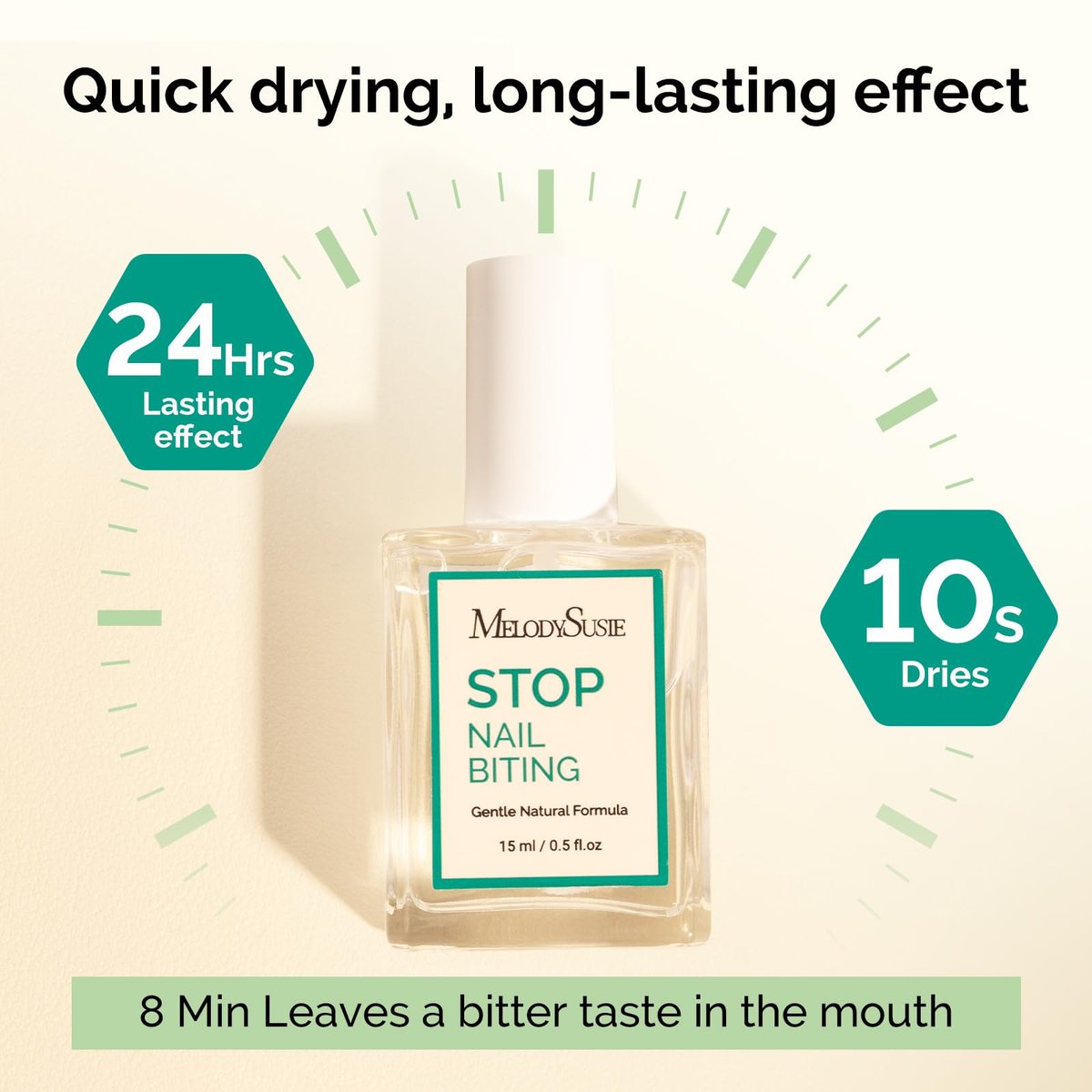 MelodySusie 15ML Nail Biting Treatment - Quick-Dry, Bitter-Tasting Polish to Stop Thumb Sucking & Nail Biting, Helps Repair Damaged Nails for Kids and Adults (0.53 fl oz) - görsel 7