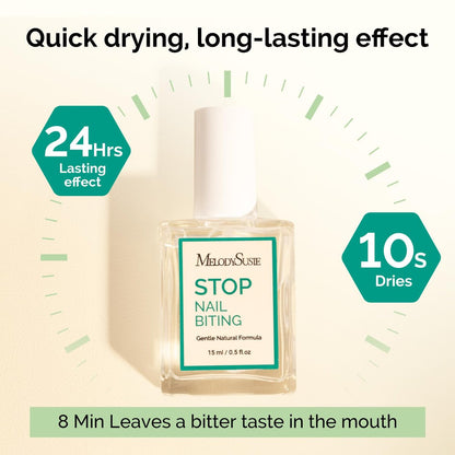 MelodySusie 15ML Nail Biting Treatment - Quick-Dry, Bitter-Tasting Polish to Stop Thumb Sucking & Nail Biting, Helps Repair Damaged Nails for Kids and Adults (0.53 fl oz)