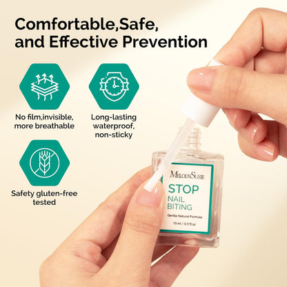 MelodySusie 15ML Nail Biting Treatment - Quick-Dry, Bitter-Tasting Polish to Stop Thumb Sucking & Nail Biting, Helps Repair Damaged Nails for Kids and Adults (0.53 fl oz)