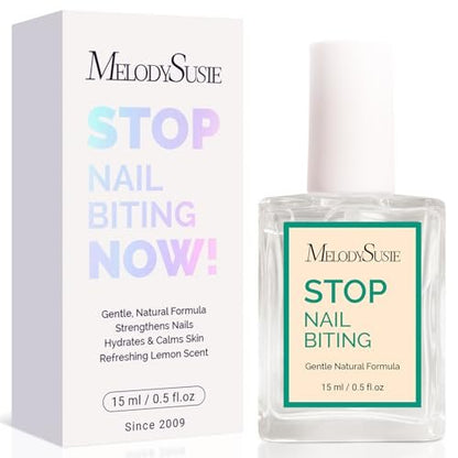 MelodySusie 15ML Nail Biting Treatment - Quick-Dry, Bitter-Tasting Polish to Stop Thumb Sucking & Nail Biting, Helps Repair Damaged Nails for Kids and Adults (0.53 fl oz)