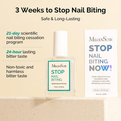 MelodySusie 15ML Nail Biting Treatment - Quick-Dry, Bitter-Tasting Polish to Stop Thumb Sucking & Nail Biting, Helps Repair Damaged Nails for Kids and Adults (0.53 fl oz)