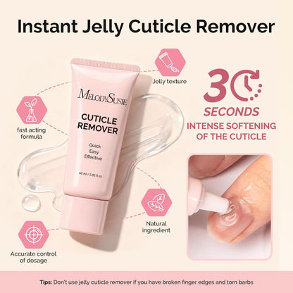MelodySusie Cuticle Remover Kit – 60g Cream, 15ml Oil, Nipper, Pusher, File & Brush – Complete Manicure Set for Nail Care