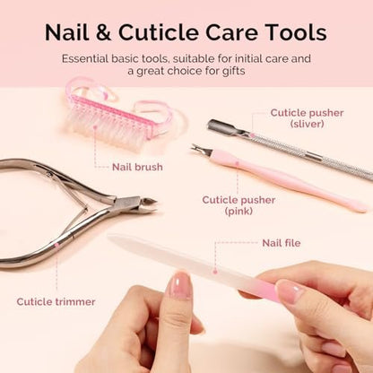 MelodySusie Cuticle Remover Kit – 60g Cream, 15ml Oil, Nipper, Pusher, File & Brush – Complete Manicure Set for Nail Care