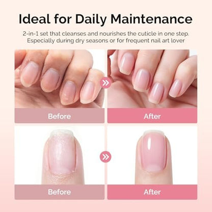 MelodySusie Cuticle Remover Kit – 60g Cream, 15ml Oil, Nipper, Pusher, File & Brush – Complete Manicure Set for Nail Care