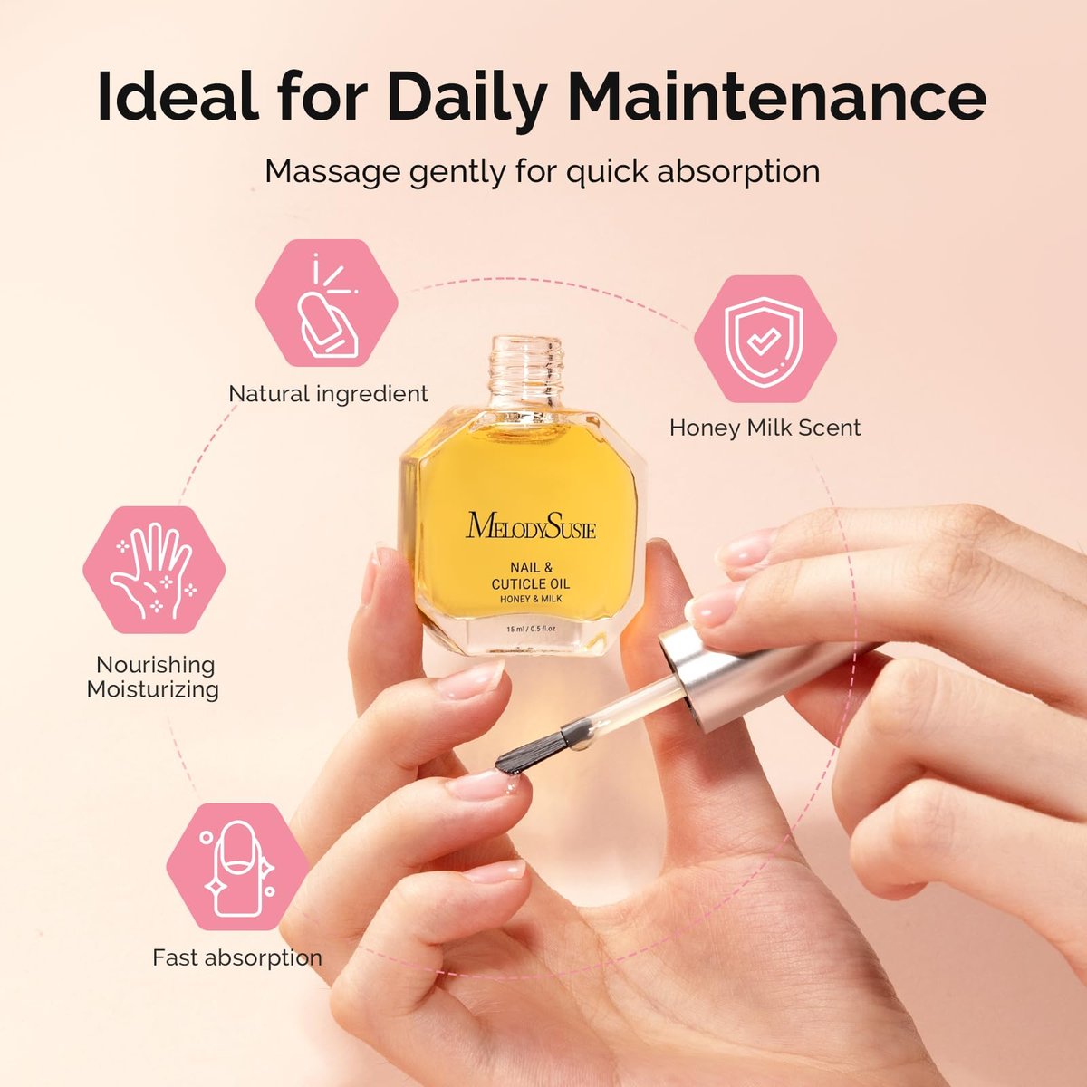 MelodySusie Cuticle Remover Kit – 60g Cream, 15ml Oil, Nipper, Pusher, File & Brush – Complete Manicure Set for Nail Care - görsel 10