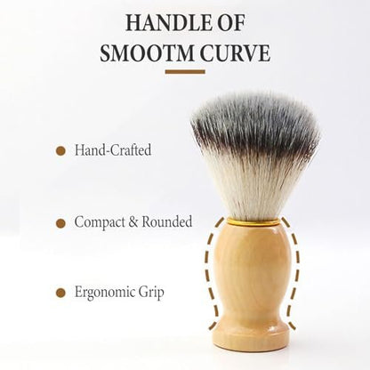 BOBOAR Shaving Cream Brush - Badger Hair & Synthetic Blend with Wooden Handle for Men