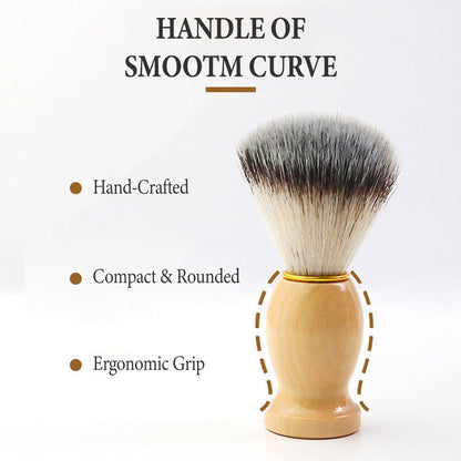 BOBOAR Shaving Cream Brush - Badger Hair & Synthetic Blend with Wooden Handle for Men