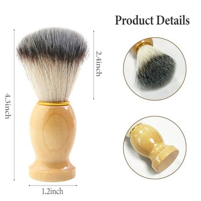 BOBOAR Shaving Cream Brush - Badger Hair & Synthetic Blend with Wooden Handle for Men