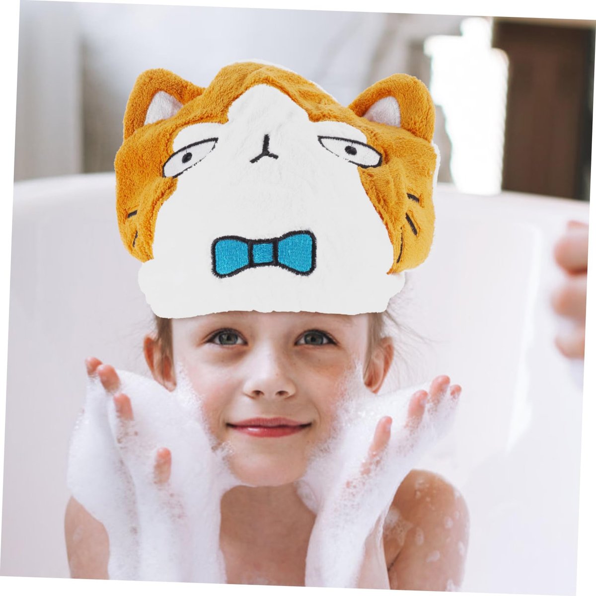 KAILIKETIY Cartoon Animal Drying Cap - Ultra Absorbent Hair Drying Towel for Adults & Kids, Cute Cat Cap Bath Tool - görsel 11