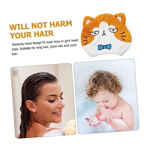 KAILIKETIY Cartoon Animal Drying Cap - Ultra Absorbent Hair Drying Towel for Adults & Kids, Cute Cat Cap Bath Tool - görsel 10