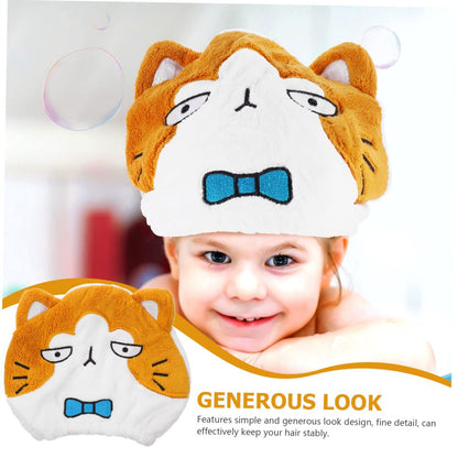 KAILIKETIY Cartoon Animal Drying Cap - Ultra Absorbent Hair Drying Towel for Adults & Kids, Cute Cat Cap Bath Tool