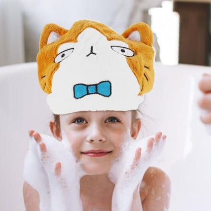 KAILIKETIY Cartoon Animal Drying Cap - Ultra Absorbent Hair Drying Towel for Adults & Kids, Cute Cat Cap Bath Tool