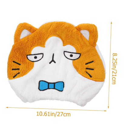 KAILIKETIY Cartoon Animal Drying Cap - Ultra Absorbent Hair Drying Towel for Adults & Kids, Cute Cat Cap Bath Tool