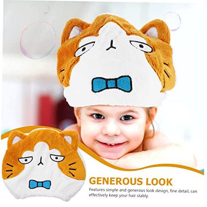 KAILIKETIY Cartoon Animal Drying Cap - Ultra Absorbent Hair Drying Towel for Adults & Kids, Cute Cat Cap Bath Tool