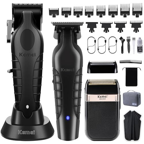 KEMEI Professional Hair Clippers & Beard Trimmer Set – Cordless Rechargeable Barber Clippers for Men (KM-2299, KM-2296, KM-2024) Avelisse