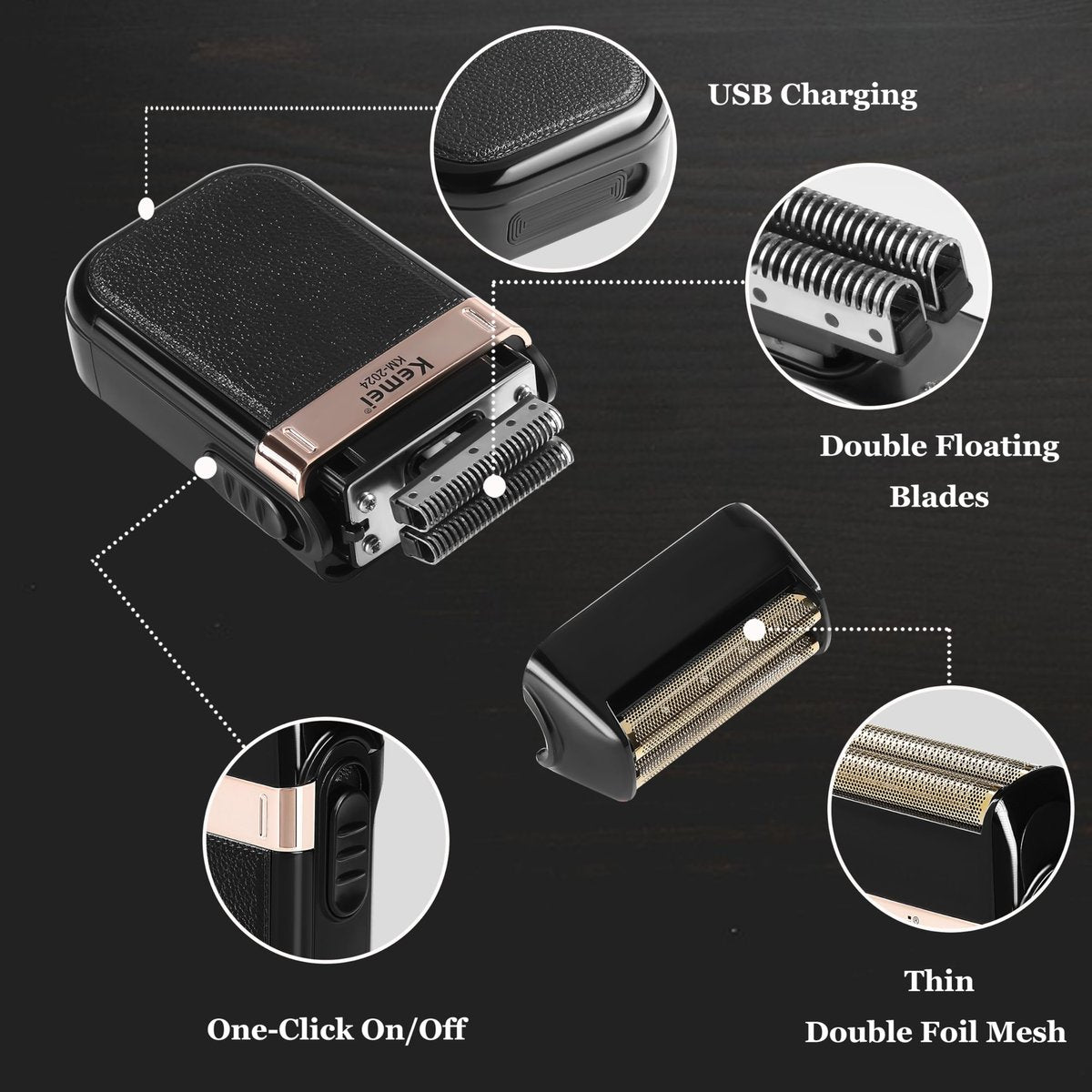KEMEI Professional Hair Clippers & Beard Trimmer Set – Cordless Rechargeable Barber Clippers for Men (KM-2299, KM-2296, KM-2024) Avelisse