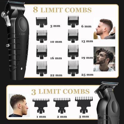 KEMEI Professional Hair Clippers & Beard Trimmer Set – Cordless Rechargeable Barber Clippers for Men (KM-2299, KM-2296, KM-2024) Avelisse