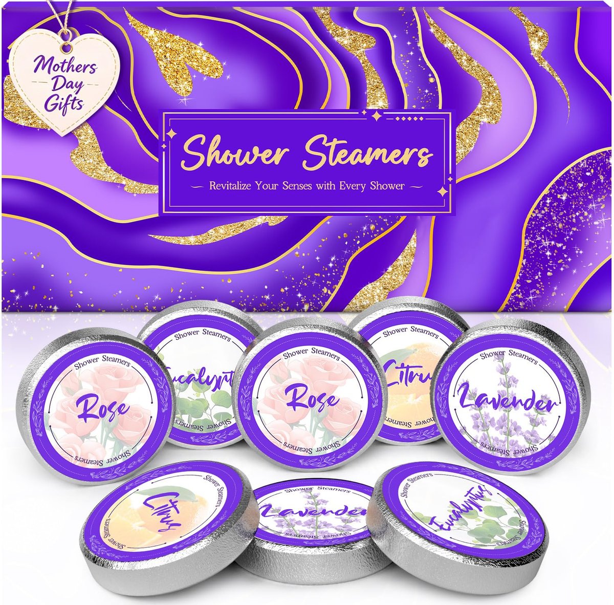 8 Pcs Shower Steamers Aromatherapy: Birthday Gifts for Women, Mother's Day Gifts, Self Care with Natural Essential Oils - Futricy - görsel 2