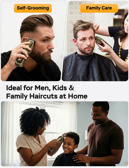 GinJee Hair Clippers for Men, Cordless & Corded Barber Clipper with 5Hrs Runtime, 7000RPM Rotary Motor & LED Display, Waterproof Professional Hair Cutting Kit for Men and Home Use (Gold) Avelisse