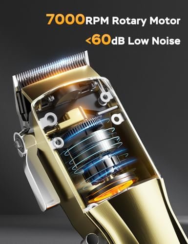 GinJee Hair Clippers for Men, Cordless & Corded Barber Clipper with 5Hrs Runtime, 7000RPM Rotary Motor & LED Display, Waterproof Professional Hair Cutting Kit for Men and Home Use (Gold) Avelisse