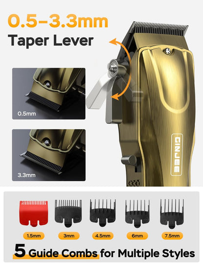 GinJee Hair Clippers for Men, Cordless & Corded Barber Clipper with 5Hrs Runtime, 7000RPM Rotary Motor & LED Display, Waterproof Professional Hair Cutting Kit for Men and Home Use (Gold) Avelisse