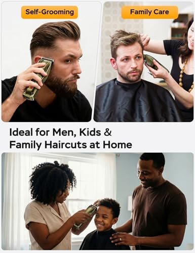 GinJee Hair Clippers for Men, Cordless & Corded Barber Clipper with 5Hrs Runtime, 7000RPM Rotary Motor & LED Display, Waterproof Professional Hair Cutting Kit for Men and Home Use (Gold) Avelisse