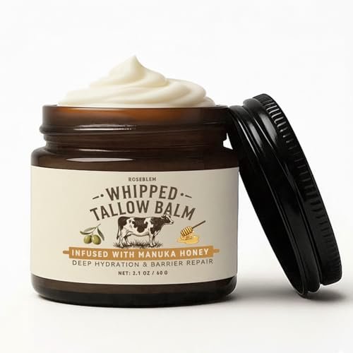 Roseblem Whipped Tallow Honey Balm – 100% Organic Grass-Fed Beef Tallow Moisturizer with Raw Honey for Dry & Sensitive Skin, 2.1 Oz - görsel 2