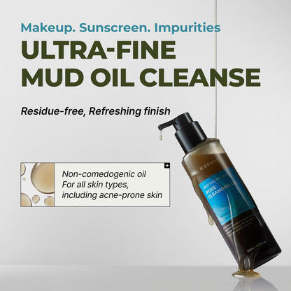 BRMUD Deep Melting Mud Pore Cleansing Oil - Gentle Makeup Remover & Facial Cleanser with Boryeong Mud, Sunflower Seed & 7 Fermented Oils - Vegan & Non-Comedogenic Korean Skincare (6.76 fl oz) Avelisse
