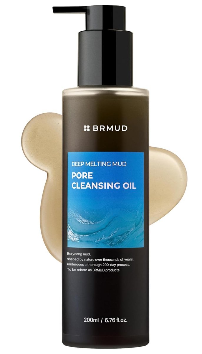 BRMUD Deep Melting Mud Pore Cleansing Oil - Gentle Makeup Remover & Facial Cleanser with Boryeong Mud, Sunflower Seed & 7 Fermented Oils - Vegan & Non-Comedogenic Korean Skincare (6.76 fl oz) Avelisse